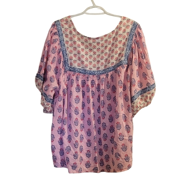 Old Navy Pink and Blue Patterned Cottagecore Blouse NWT Size 4X - Picture 3 of 5
